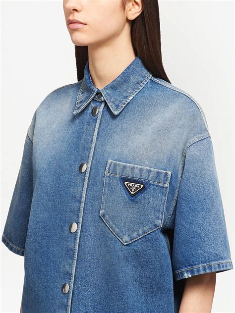 womens prada shirt|prada denim shirt women's.